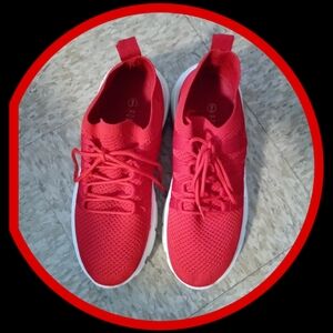 Rouge Helium Vibrant Red Lace Platform Trainers